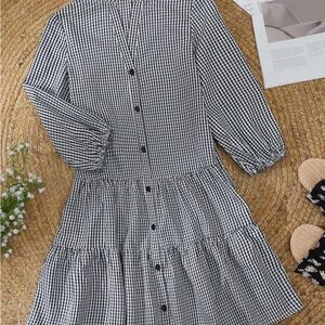 Stylish Gingham Button-Down Dress